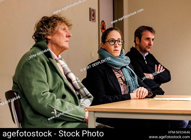 Jabbeke Mayor Daniel Vanhessche and State Secretary for Asylum and Migration policy Nicole de Moor pictured during a visit of State Secretary de Moor to the...
