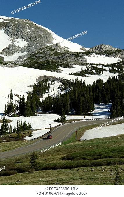 Medicine Bow National Forest, WY, Wyoming, Snowy Range Pass, Snowy Range Scenic Byway, mountain road