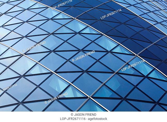 England, London, City of London. Abstract view of the facade 30 St Mary Axe, also known as the Gherkin in the financial district of the City of London