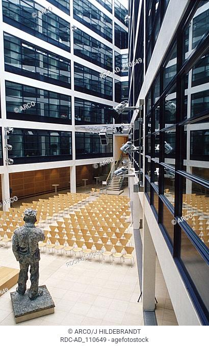 Willy Brandt House SPD head office atrium and sculpture by R Fetting Berlin-Kreuzberg Germany architect Helge Bofinger