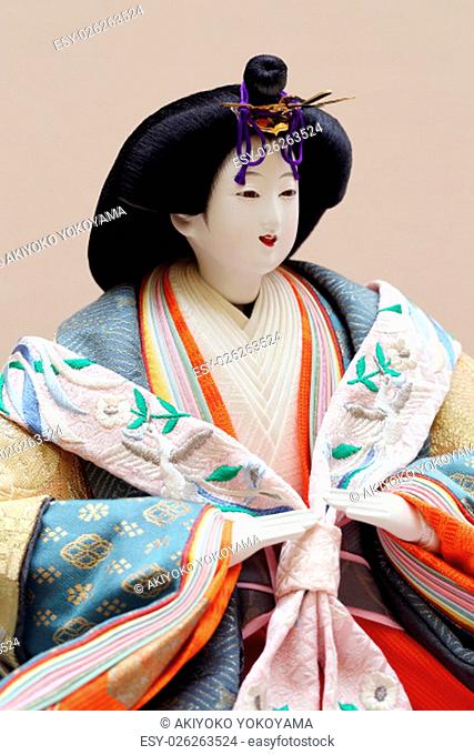 Close up of traditional Japanese hina doll