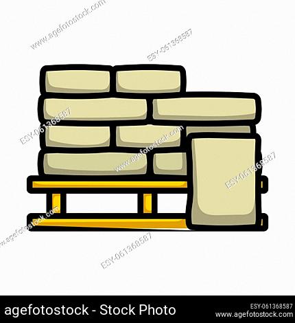 Palette With Plaster Bags Icon. Editable Bold Outline With Color Fill Design. Vector Illustration