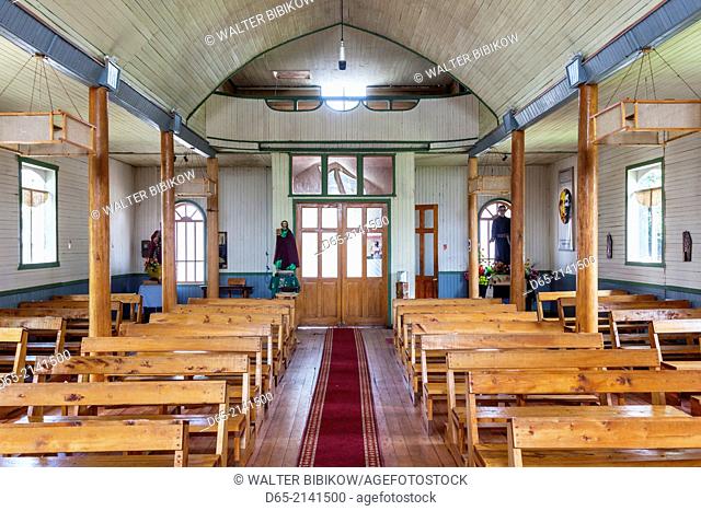 Chile, Chiloe Island, Quemchi, Iglesia de Quemchi, interior