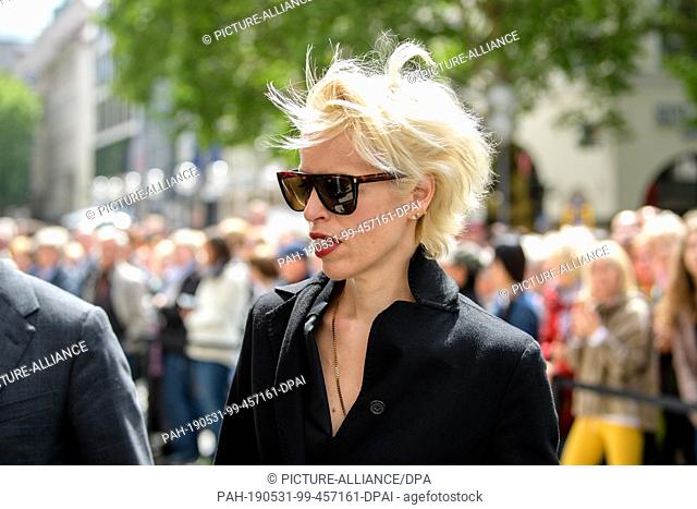 31 May 2019, Bavaria, Munich: Katja Eichinger, journalist and producer, comes to the public funeral service for Hannelore Elsner in the church St