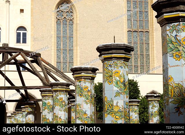 Naples (Italy). Cloister and majolica of the Basilica of Santa Clara in the city of Naples