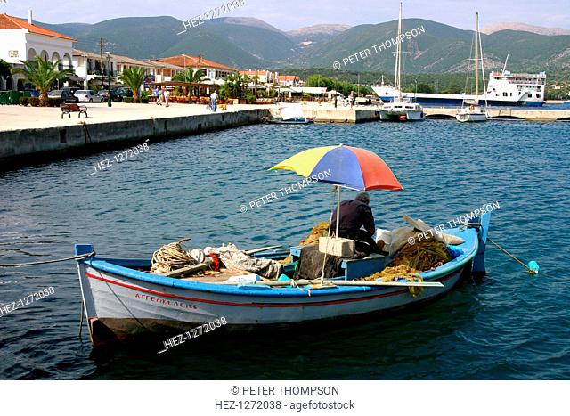Small fishing boat in the harbour, Sami, Kefalonia, Greece