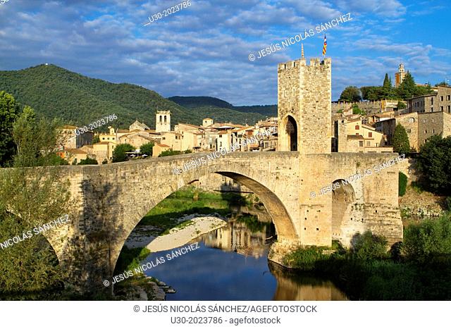 Medieval Bridge (11th Century), in Besalu, a medieval village declarated Historical-Artistic Site, ubicated in La Garrotxa, Girona province