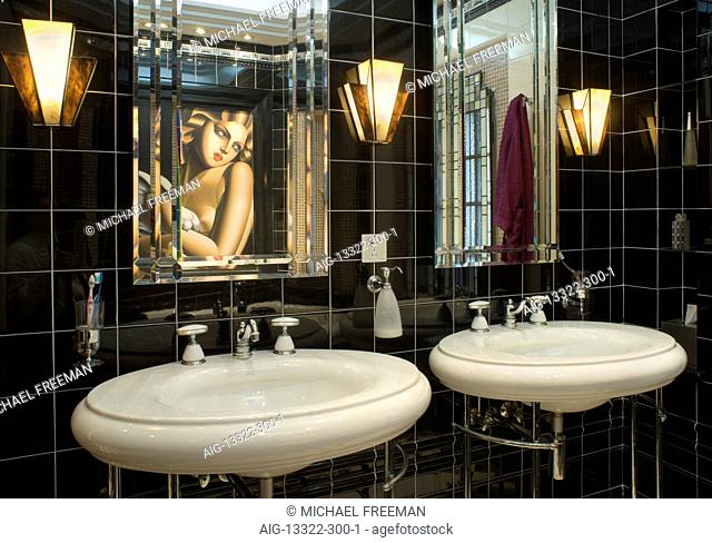Bathroom in Art Deco style. Recently restored 1930s British colonial residence in the French Concession district of Shanghai
