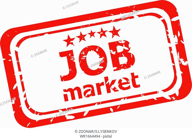 words job market on red rubber stamp isolated on white