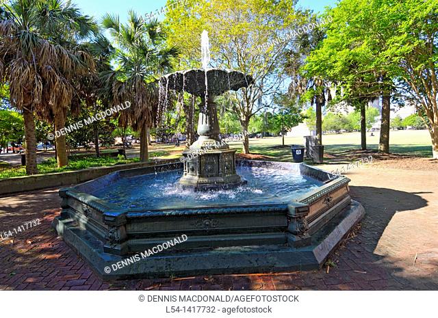 Fountain in Marion Square in historic Charleston South Carolina SC
