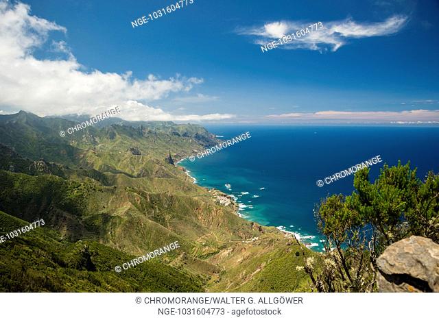 Panorama von Cabezo del Tejo, Küste bei Taganana, Anaga-Gebirge, Anaga, Teneriffa, Nordosten, Kanarische Inseln, Kanaren, Spanien, Europa