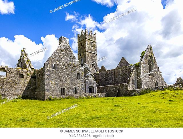 Ruins of Ross Errilly Friary in Headford Co. Galway founded 1351 AD one of the finest medieval Franciscan monasteries in Ireland