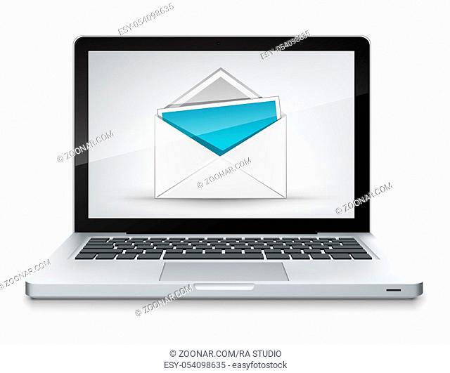 Mail Concept on Grey Mesh Background. Vector