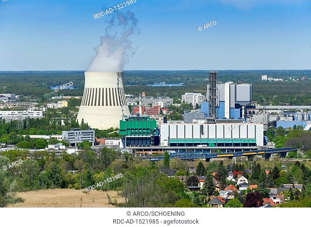 Muellheizkraftwerk der BSR, vorne, Kraftwerk Reuter West, hinten, Ruhleben, Siemensstadt, Spandau, Berlin, Deutschland