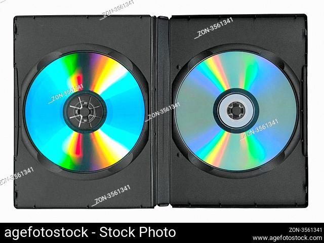 Disks in the case isolated on white
