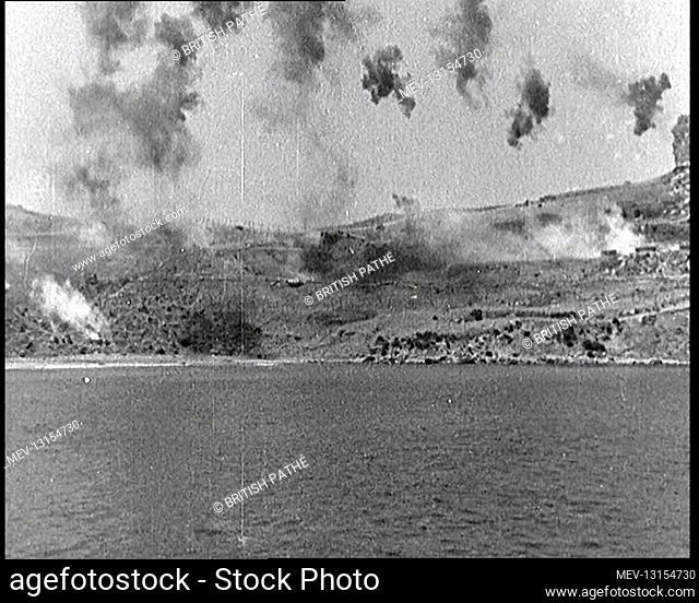 Shells Exploding As They Hit the Dardanelles Shore - Dardanelles, Ottoman Empire, Turkey