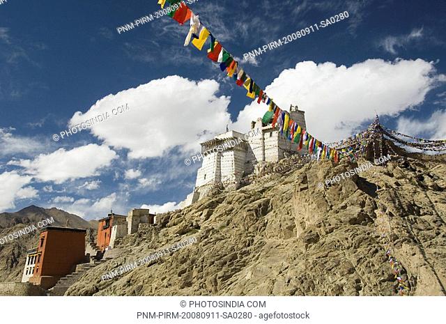 Fort and gompa on a hill, Victory Fort, Namgyal Tsemo Gompa, Leh, Ladakh, Jammu and Kashmir, India