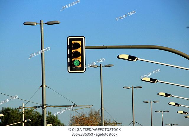 Green traffic light. Esplugues de Llobregat, Barcelona province, Catalonia, Spain