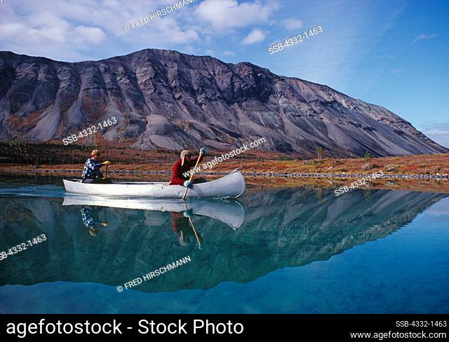 Dick Proenneke and John Branson canoeing Lower Twin Lake, Lake Clark National Park, Alaska