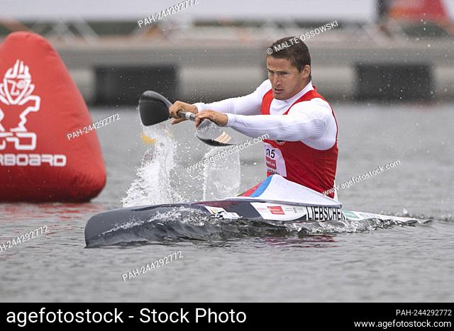 Tom LIEBSCHER (KC Dresden) canoe K1 men, action, the finals 2021 in the disciplines canoe, SUP, canoe polo from June 3rd to June 6th, 2021 in Duisburg