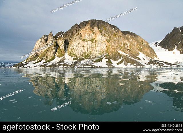 Norway, Svalbard Archipelago, Spitsbergen, Scenic landscape of cliffs near entrance to Raudfjorden