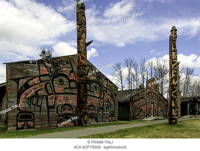 Ksan Historical Village, a replica of an ancient Gitxsan village situated at the confluence of the Skeena and Bulkley rivers, Hazelton, British Columbia, Canada