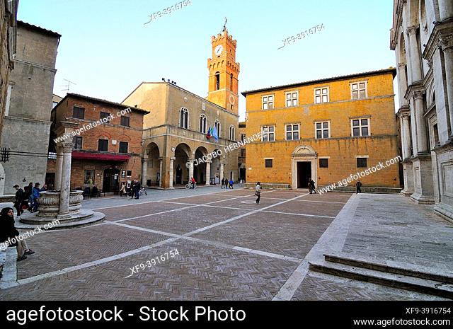 Pio II square. Pienza. Orcia Valley. World Heritage. UNESCO. Tuscany. Italy