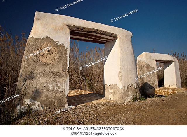 Feixa portals and irrigation canals of Muslim origin. Prat de Ses Monges.Ibiza.Balearic islands.spain