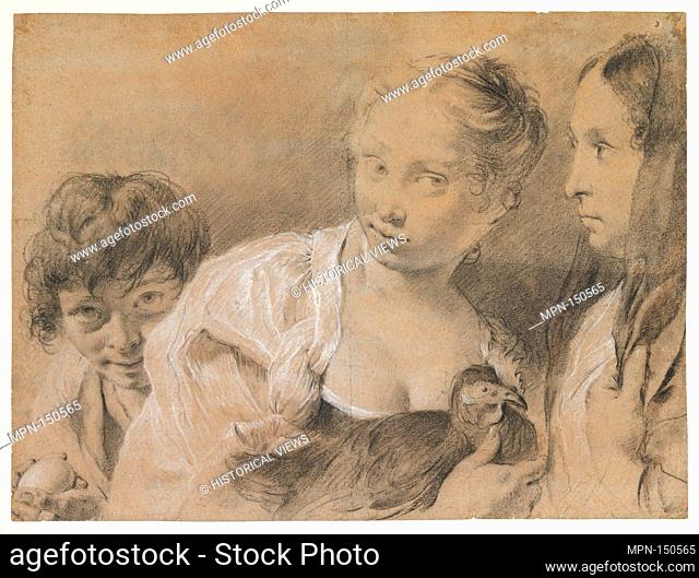 Boy with an Egg, Girl with a Hen, and a Watching Woman. Artist: Giovanni Battista Piazzetta (Italian, Venice 1682-1754 Venice); Date: 1682-1754; Medium:...
