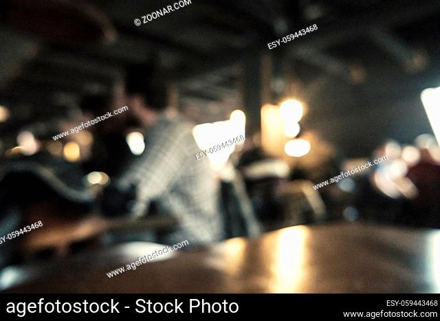 Coffee shop blur background with bokeh effect and vintage color tone