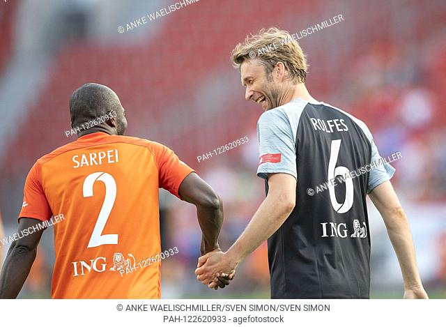 Hans SARPEI l. (former footballer) with Simon ROLFES (LEV, Sports Director) Champions for Charity, the charity football game in honor of Michael Schumacher