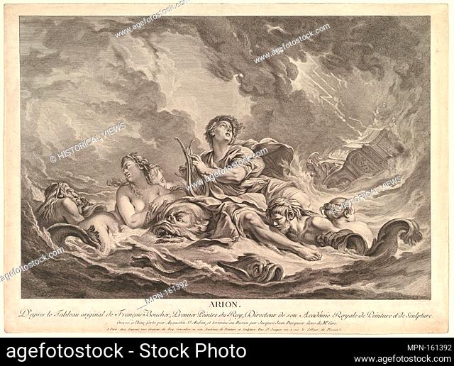 Arion. Artist: Augustin de Saint-Aubin (French, Paris 1736-1807 Paris); Artist: Jacques Jean Pasquier (French, 1718-1785); Artist: After François Boucher...