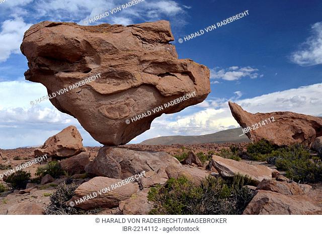 Balancing rock in the Valle de las Rocas, near Uyuni, Altiplano, Andean Triangle, Bolivia - Argentina - Chile, South America