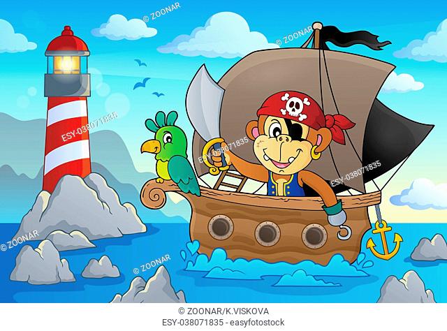 Boat with pirate monkey theme 2