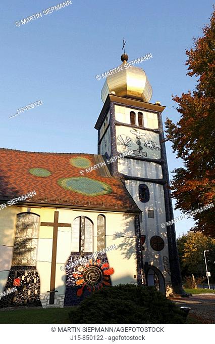 Hundertwasser church St Barbara in Bärnbach, Styria, Austria