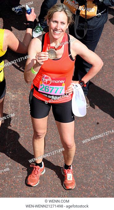 Celebrities at the finish of the 2014 London Marathon, The Mall, London Featuring: Sophie Raworth Where: London, United Kingdom When: 13 Apr 2014 Credit: WENN