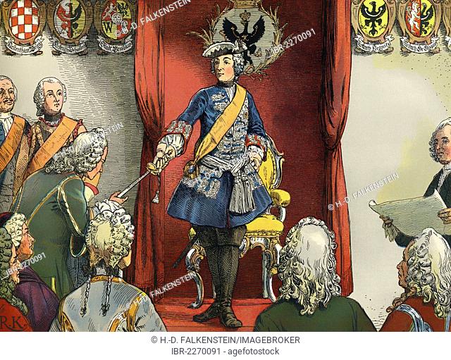 Homage to Frederick II in Wroclaw after the conquest of Silesia, in the town hall of Breslau, the Silesian estates recognize the supremacy of Prussia