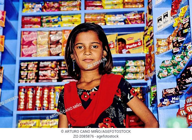 Sweet seller young girl, Jaisalmer, Rajasthan state, India