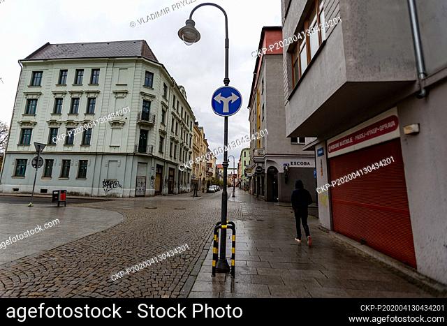 The deserted Stodolni Street in Ostrava on Easter Monday, April 13, 2020. Czech government restricted movement of persons throughout the Czech Republic because...