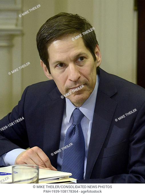 In this file photo from October 6, 2014, Centers for Disease Control and Prevention (CDC) Director Tom Frieden attends a meeting with United States President...