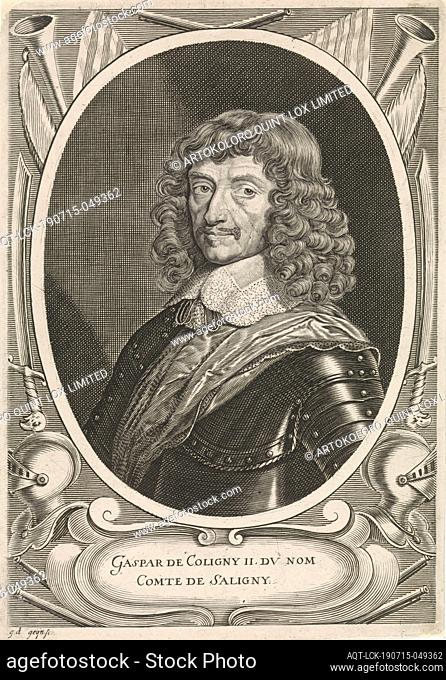 Portrait of Gaspard III de Coligny Gaspar de Coligny II Dv Nom Comte de Saligny (title on object), Portrait in an oval list of Gaspard de Coligny III