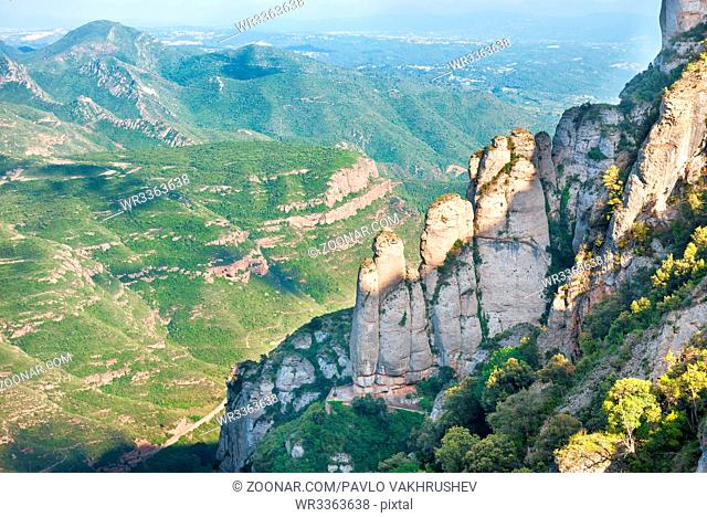 Landscape with rocks on famous Montserrat mountain in Barcelona