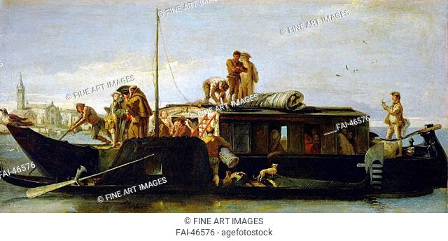 The Mailboat (Il Burchiello) by Tiepolo, Giandomenico (1727-1804)/Oil on canvas/Baroque/ca 1764-1765/Italy, Venetian School/Art History Museum, Vienne/38x78