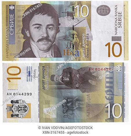 10 dinara banknote, Vuk Stefanovic Karadzic, Serbia, 2013
