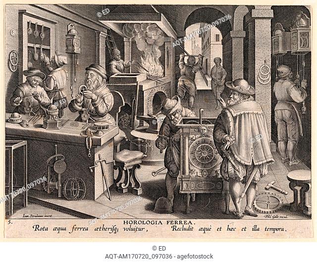 Drawings and Prints, Print, New Inventions of Modern Times [Nova Reperta], The Invention of Clockwork, plate 5, Artist, Publisher, After, Jan van der Straet