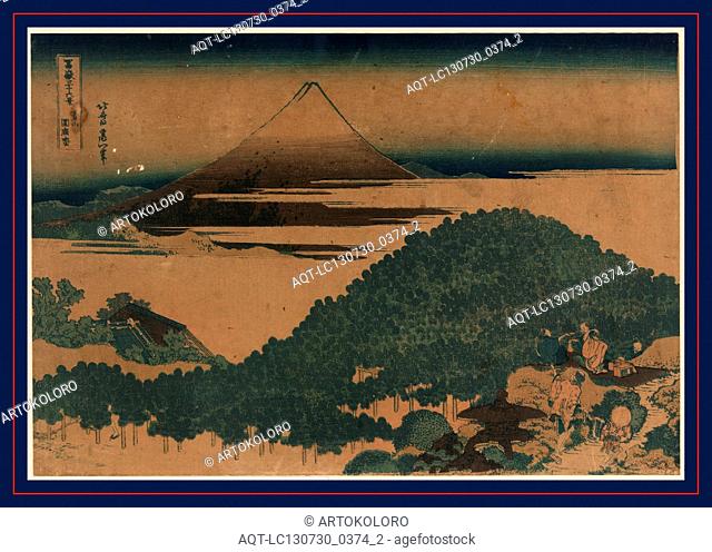 Aoyama enza no matsu, The cushion pine at Aoyama., Katsushika, Hokusai, 1760-1849, artist, [1832 or 1833], 1 print : woodcut, color ; 25.3 x 36.9 cm