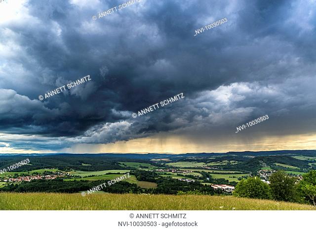 Thunderstorm at the Leuchtenburg, Seitenroda, Thuringia, Germany