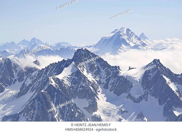 France, Haute Savoie, Chamonix, Grand Combin 4314 m seen from Aiguille du Midi