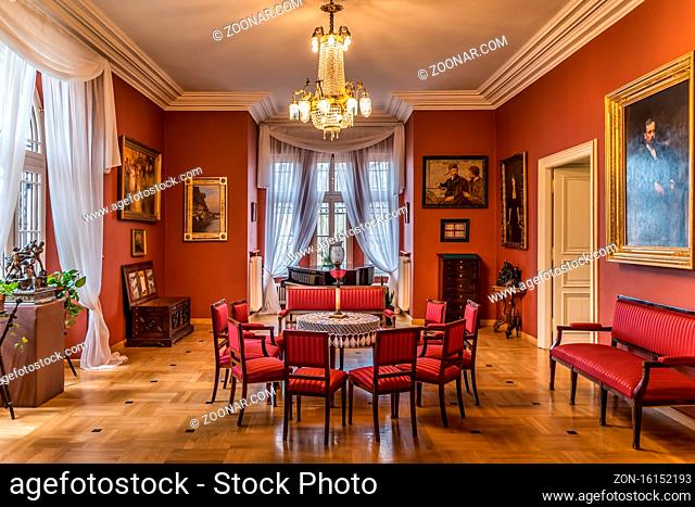 Oblegorek Poland Mar 2019 Henryk Sienkiewicz eclectic style living room in national museum. He was Polish journalist novelist and Nobel Prize laureate