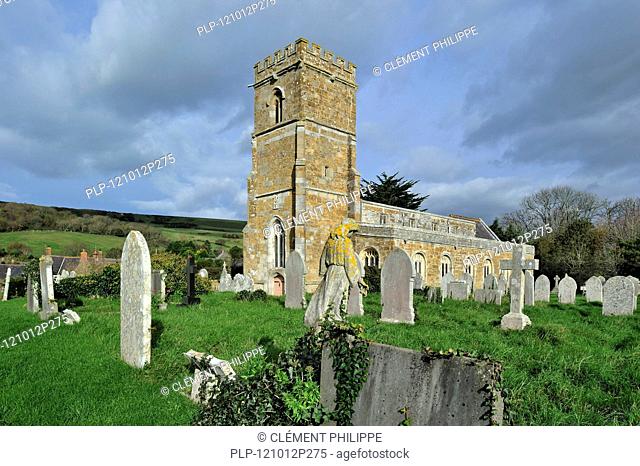 The Parish Church of St Nicholas at Abbotsbury along the Jurassic Coast, Dorset, southern England, UK